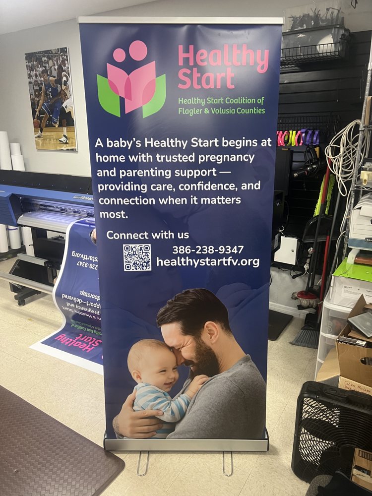 Healthy Start retractable banner printed by Blue Dragon Signs
