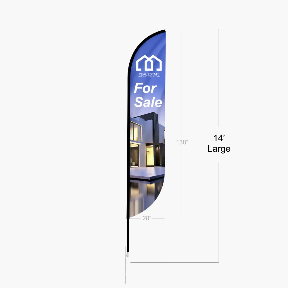 [B2S-FL02-FP-S-S1-GS-N] Feather Convex Flag (Flag + Pole, Small 9 ft., Single Sided Print Thru, Ground Stake, No)
