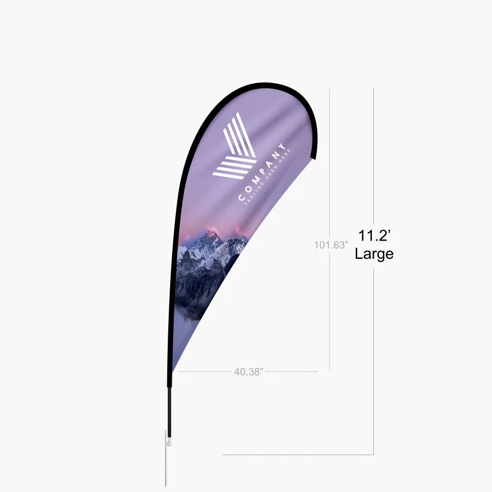 [B2S-FL03-FP-S-S1-GS-N] Teardrop Flag (Flag + Pole, Small 7 ft., Single Sided Print Thru, Ground Stake, No)