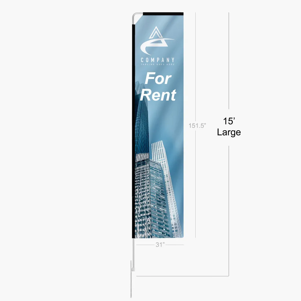 [B2S-FL04-FP-S-S1-GS] Rectangle Flag (Flag + Pole, Small 8.5 ft., Single Sided Print Thru, Ground Stake)